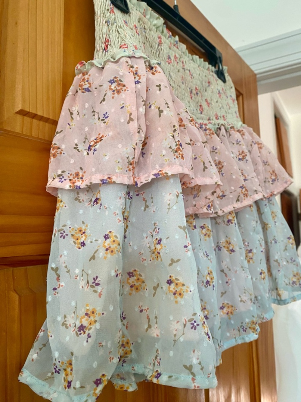 Beautiful Chaos Floral Ruffle Mini Skirt Smocked Waist Coquette Fairycore M - Picture 4 of 12